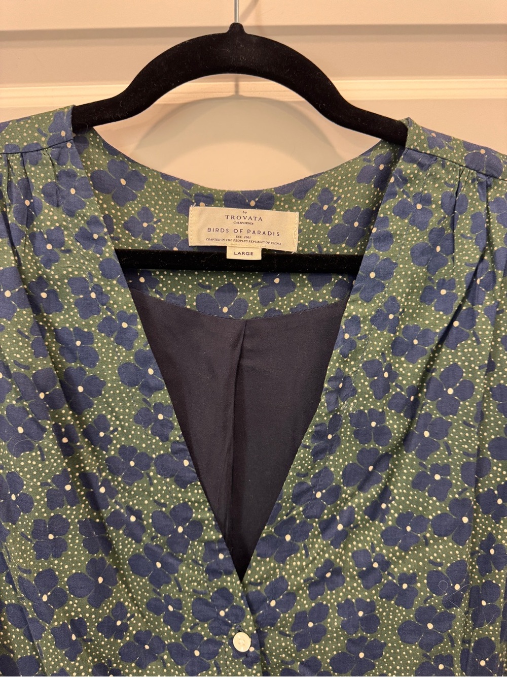 Women's Dark Green Floral Midi Dress with Button Front - Picture 3 of 4